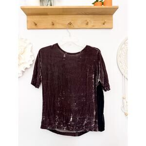 Anthro Eliot Velvet and Mesh Zip Back Blouse Size Small